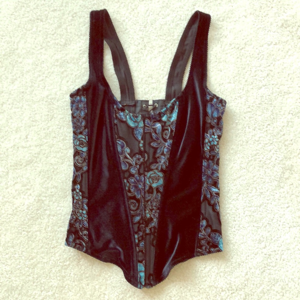 Black and Blue Velvet Bustier